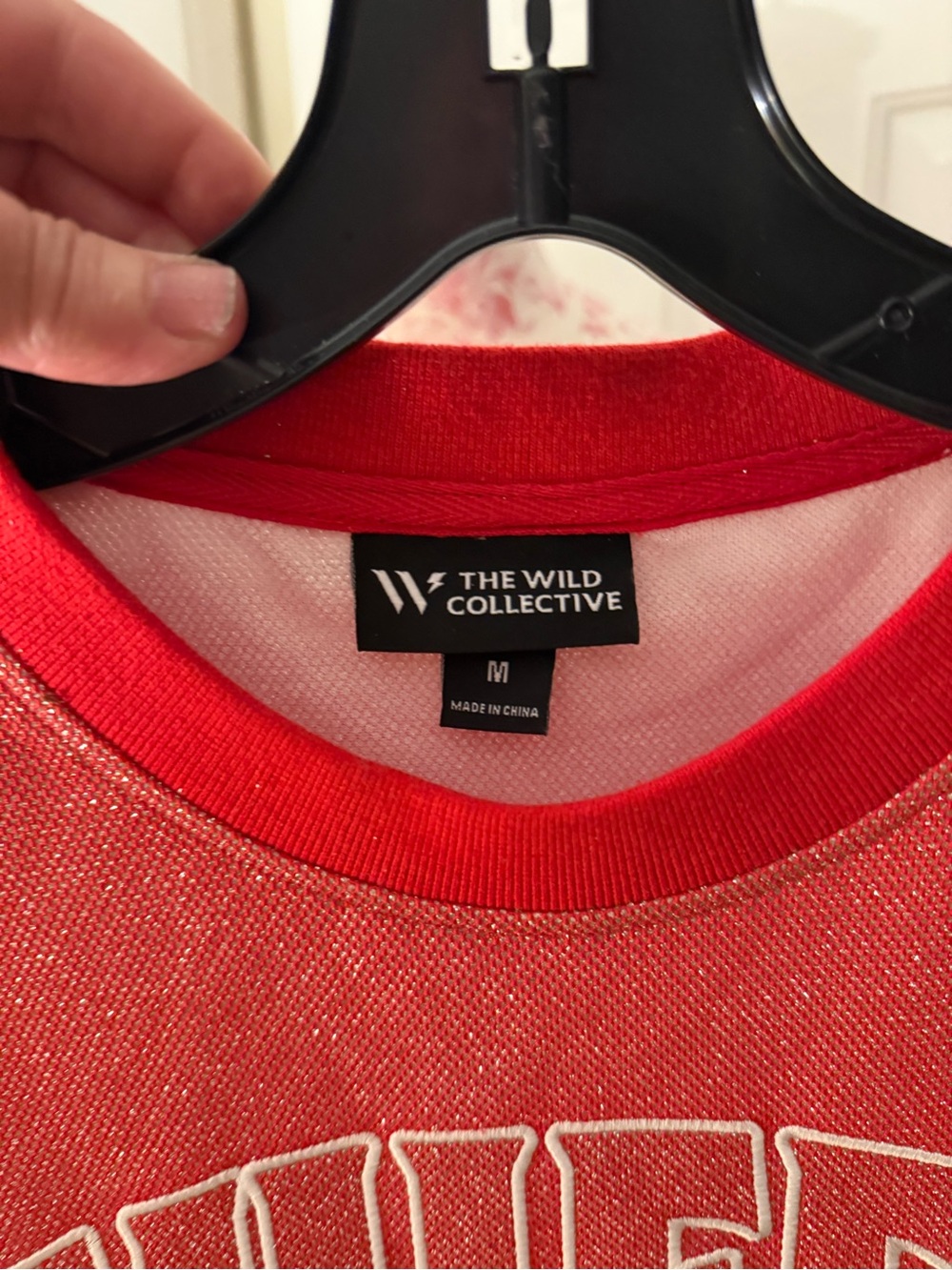 The Wild Collective Red Glitter KANSAS city Chiefs Crewneck Sweatshirt M